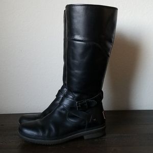 UGG Tall Black Leather Waterproof Shearling Boot